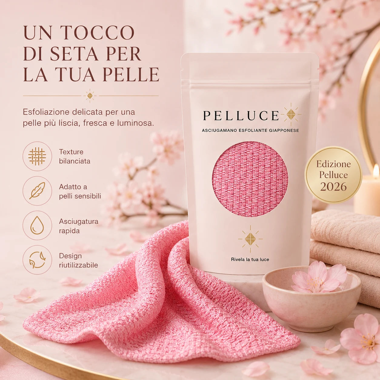 Pelluce Telo Doccia Esfoliante Antibatterico