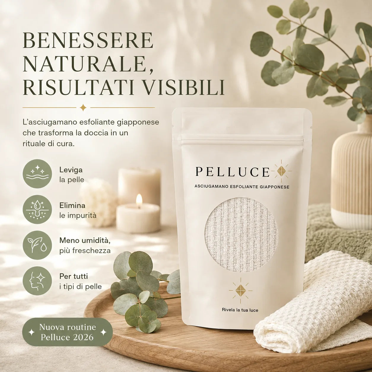 Pelluce Telo Doccia Esfoliante Antibatterico