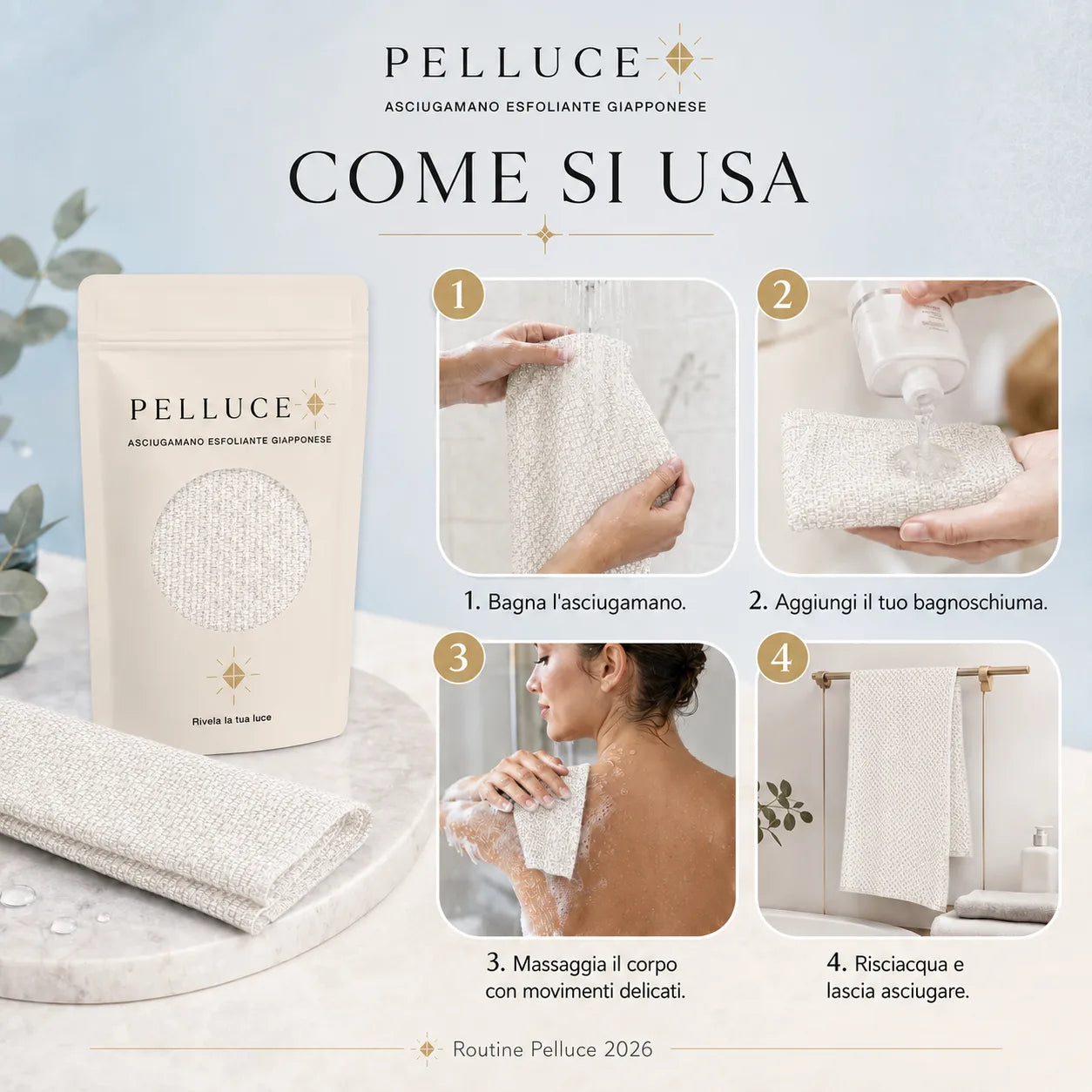 Pelluce Telo Doccia Esfoliante Antibatterico