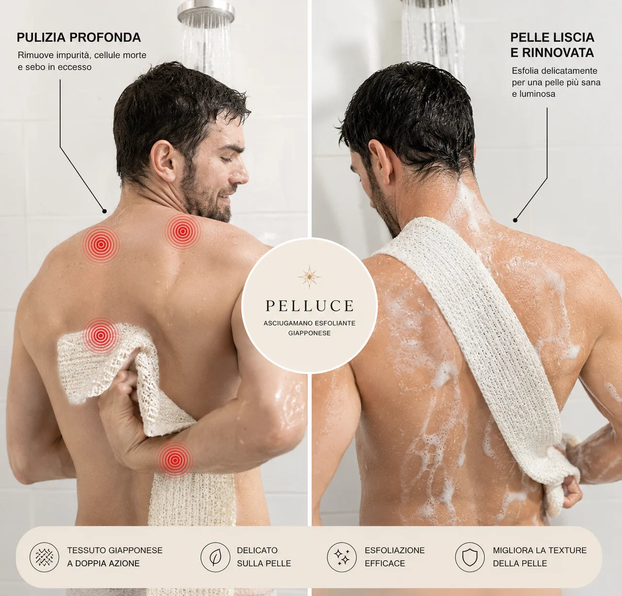 Pelluce Telo Doccia Esfoliante Antibatterico