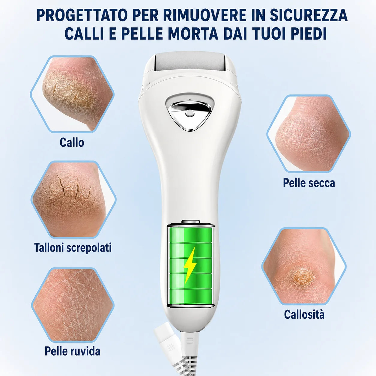 Pelluce Rimuovi Callosità per Piedi Ricaricabile