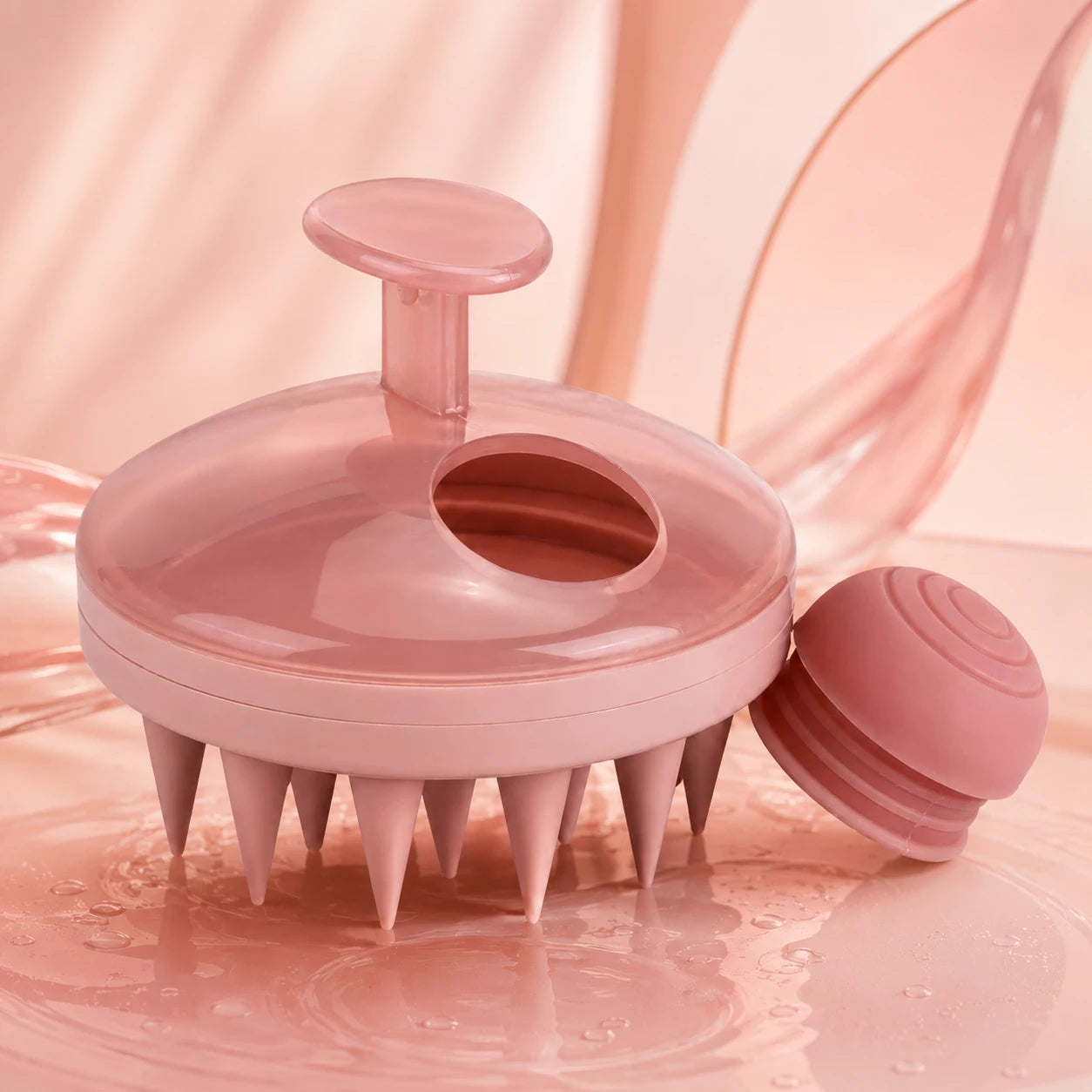 Pelluce Spazzola massaggiante per cuoio capelluto con dispenser shampoo